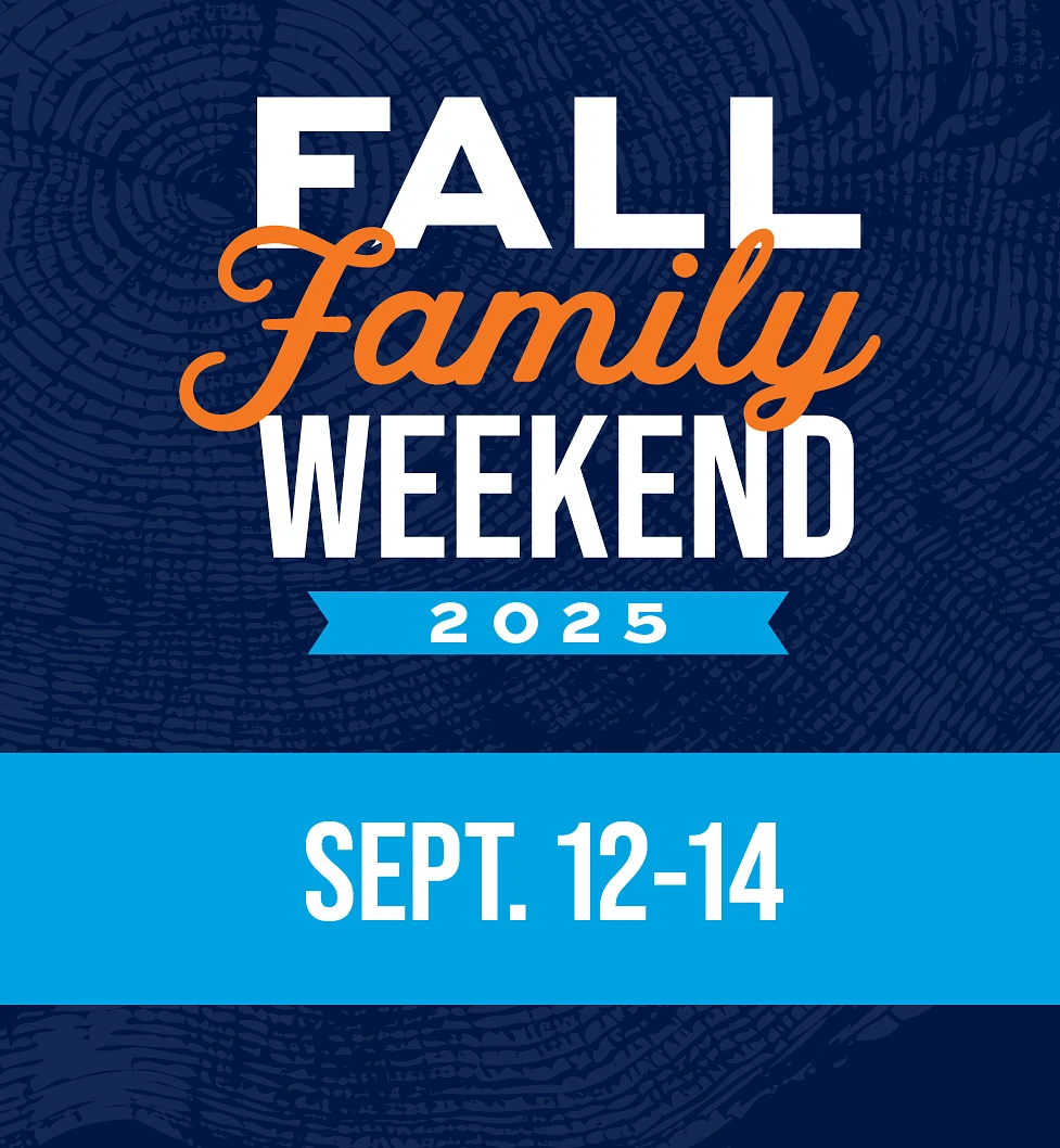 The image is an announcement for the Fall Family Weekend taking place on September 12-14, 2025, organized by Parent and Family Programs at Auburn University.
